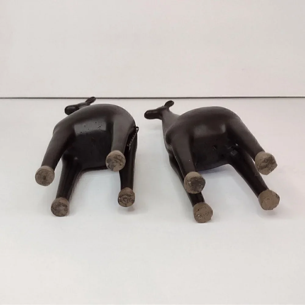 Set Of Brown Resin Giraffe Tealight Candle Holders Africa African Safari
